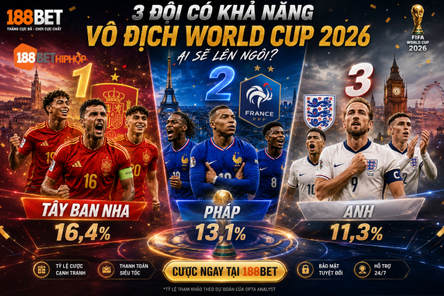 3 Đội Có Khả Năng Vô Địch World Cup 2026 Theo Siêu Máy Tính Opta 2 Chuyên gia 188BET Radiologiaoral đánh giá 3 đội có khả năng vô địch World Cup 2026